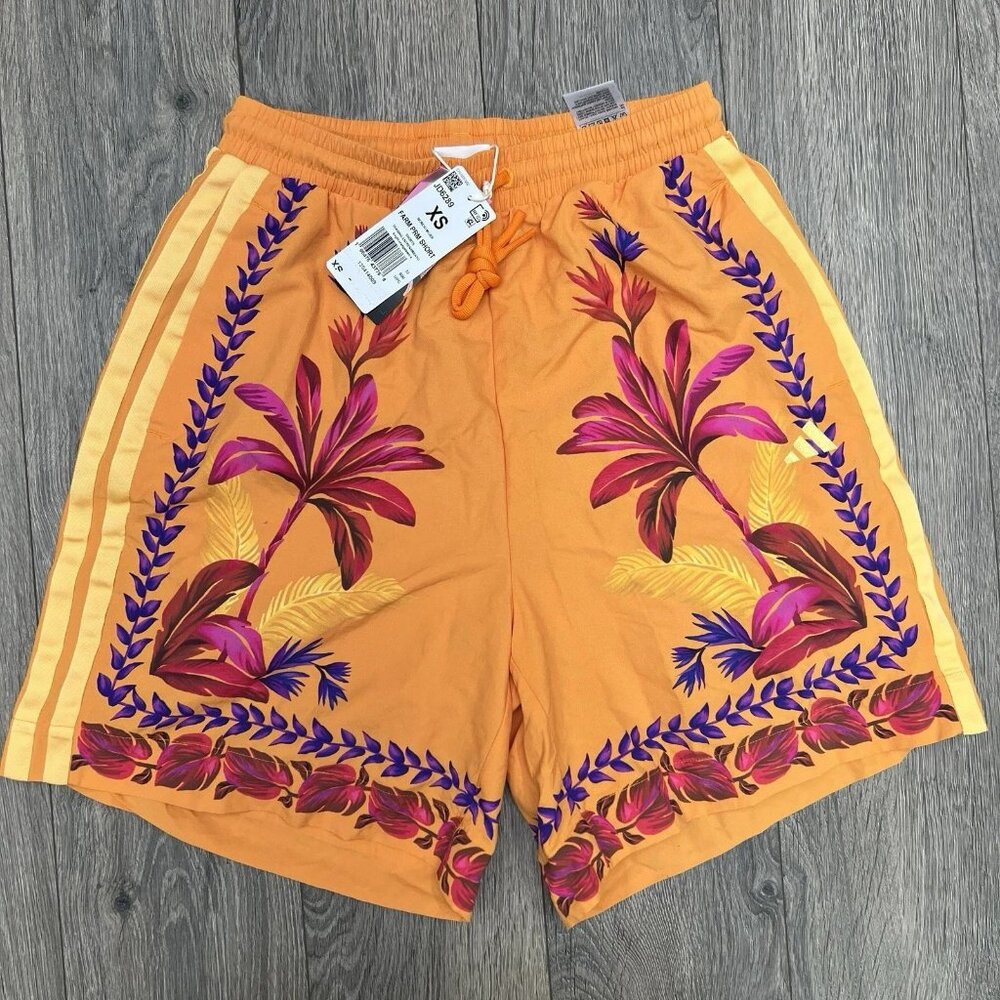Adidas x Farm Rio Premium Shorts Size XS Womens Bright Orange Tropical Vacation - Picture 1 of 10